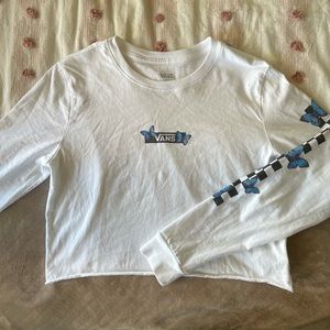 Vans white cropped long sleeve butterfly